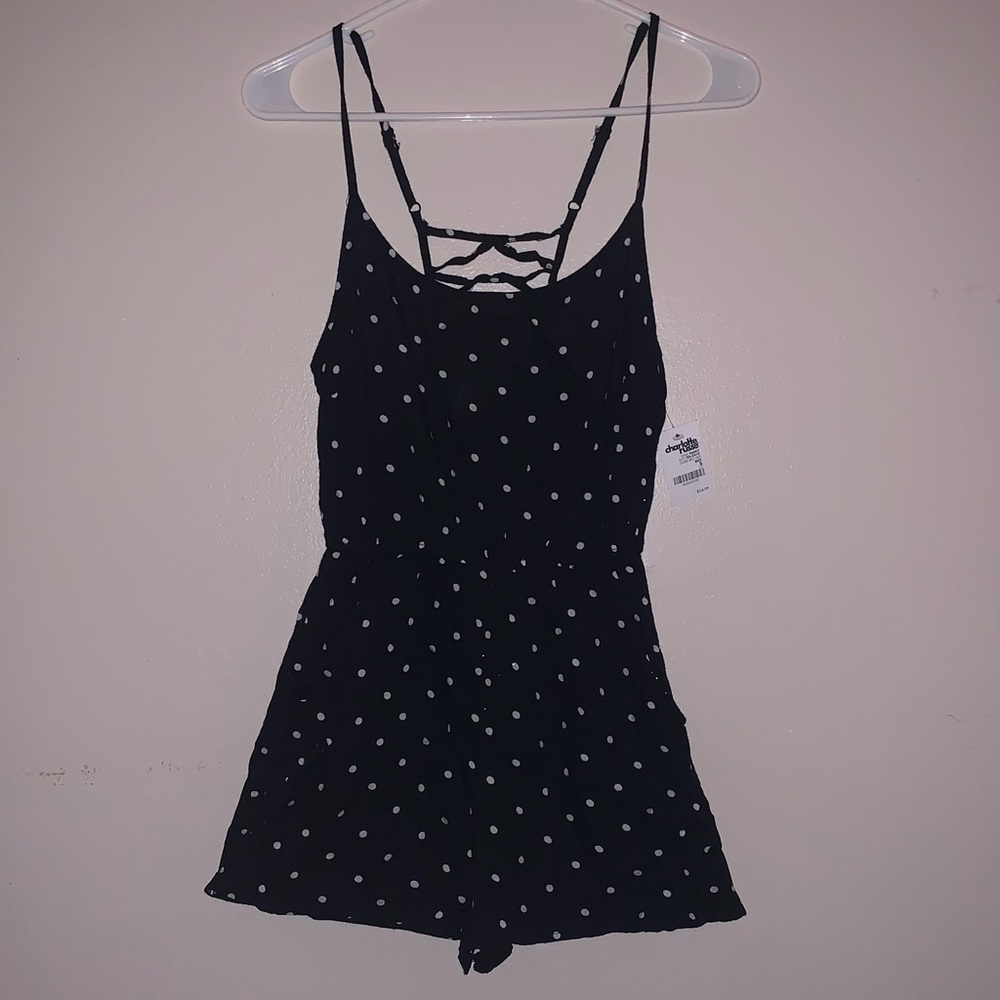 Black and white pocka dot romper